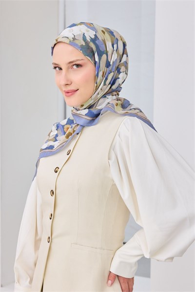 Velora Eşarp Floral Mavi Lila