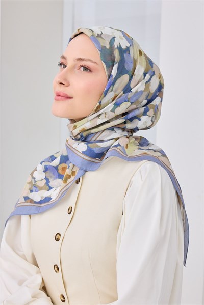 Velora Eşarp Floral Mavi Lila