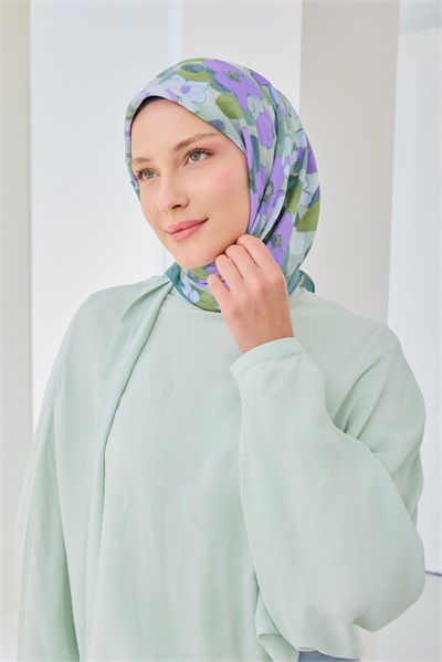 Velora Eşarp Floral Mint Yeşili