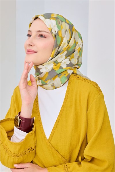 Velora Eşarp Floral Sarı