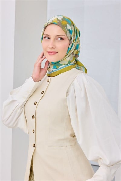 Velora Eşarp Floral Yağ Yeşili