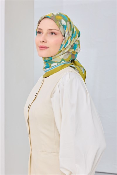 Velora Eşarp Floral Yağ Yeşili