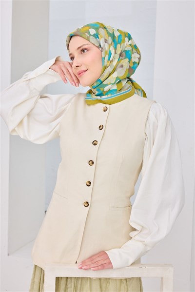 Velora Eşarp Floral Yağ Yeşili