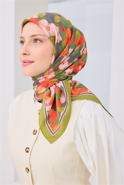 Velora Eşarp Floral Yeşil