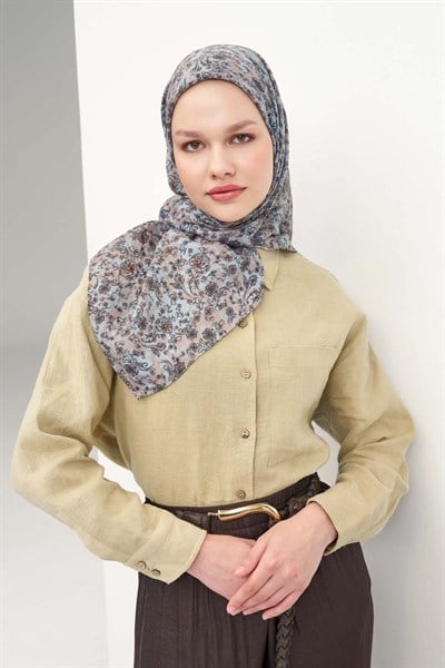 Velora Eşarp Modern Flora Bebe Mavi 90x90