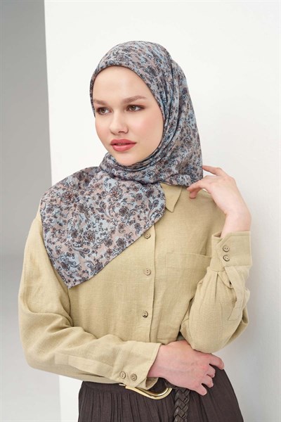 Velora Eşarp Modern Flora Bebe Mavi 90x90