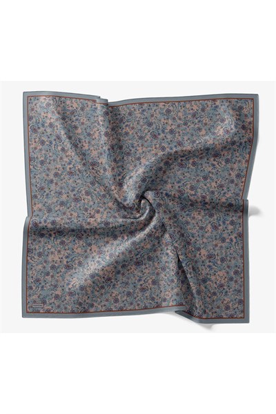 Velora Eşarp Modern Flora Mavi Gri 90x90
