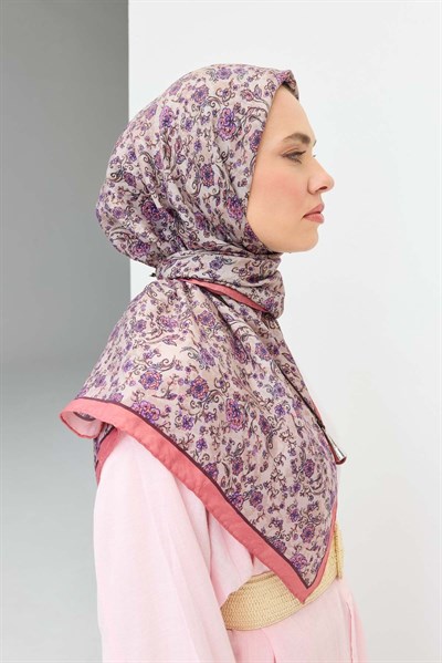 Velora Eşarp Modern Flora Pembe 90x90