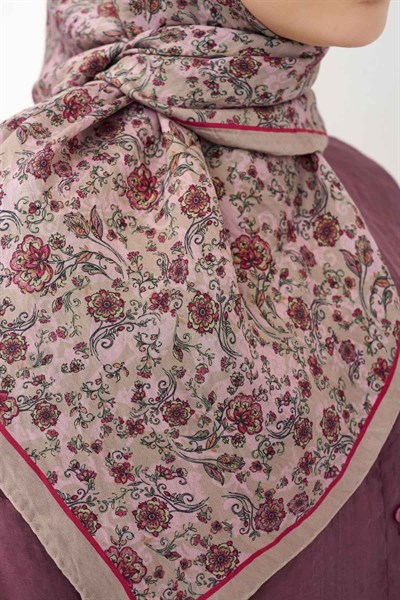 Velora Eşarp Modern Flora Tozpembe 90x90