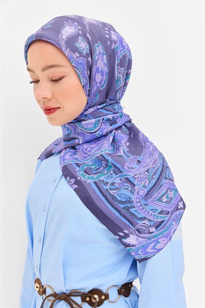 Velora Eşarp Şal Desen Eflatun 90x90