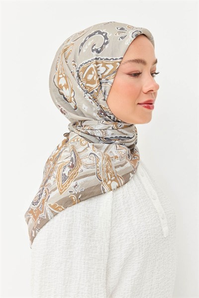 Velora Eşarp Şal Desen Gri 90x90