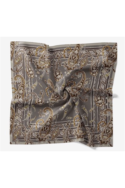 Velora Eşarp Şal Desen Koyu Gri 90x90