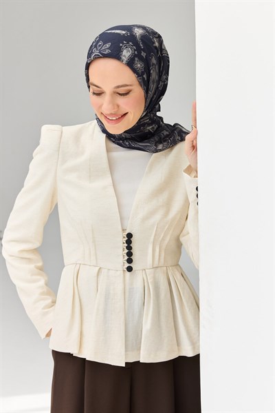 Velora Eşarp Şal Desen Koyu Lacivert 90x90