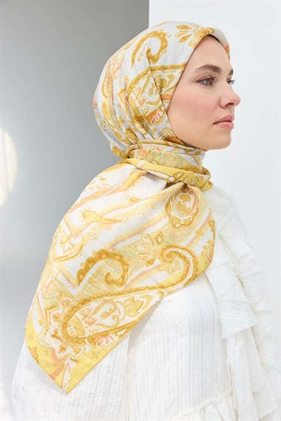 Velora Eşarp Şal Desen Krem 90x90