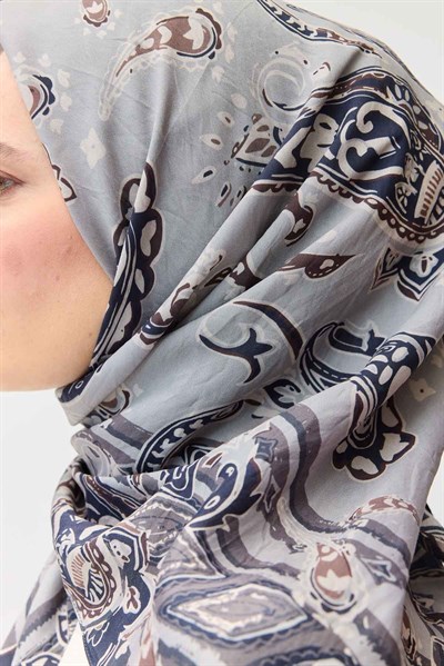 Velora Eşarp Şal Desen Lacivert 90x90
