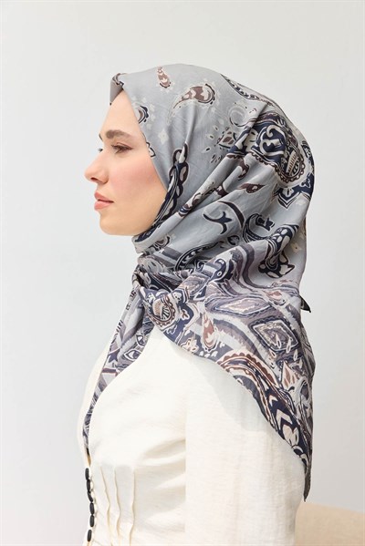 Velora Eşarp Şal Desen Lacivert 90x90