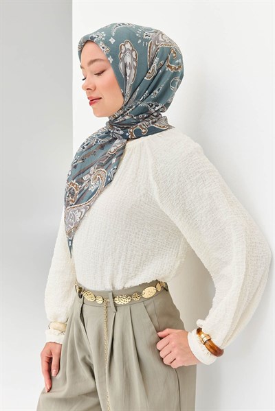 Velora Eşarp Şal Desen Petrol 90x90