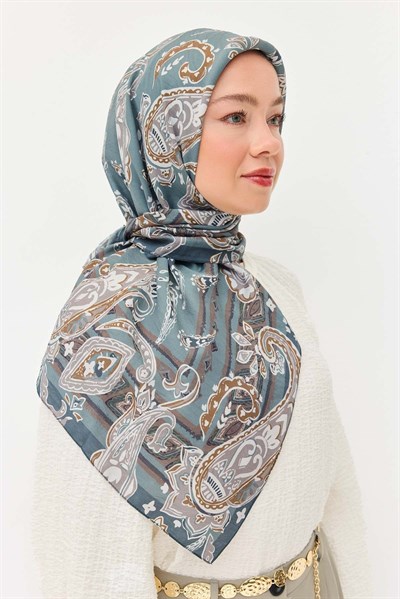 Velora Eşarp Şal Desen Petrol 90x90