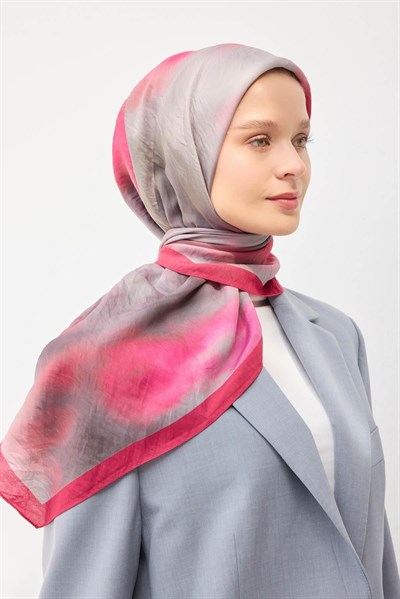 Velora Eşarp Sis Desen Fuşya 90X90