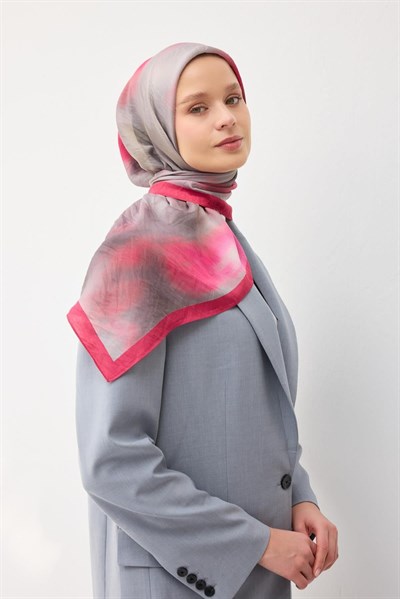 Velora Eşarp Sis Desen Fuşya 90X90
