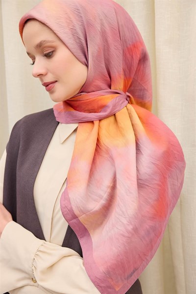 Velora Eşarp Sis Desen Gül Kurusu 90X90