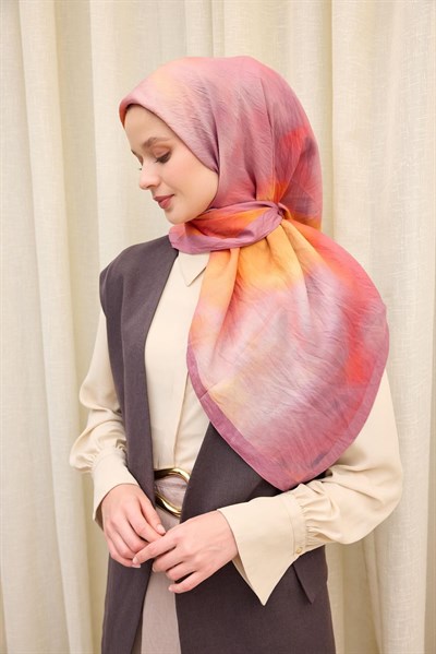 Velora Eşarp Sis Desen Gül Kurusu 90X90