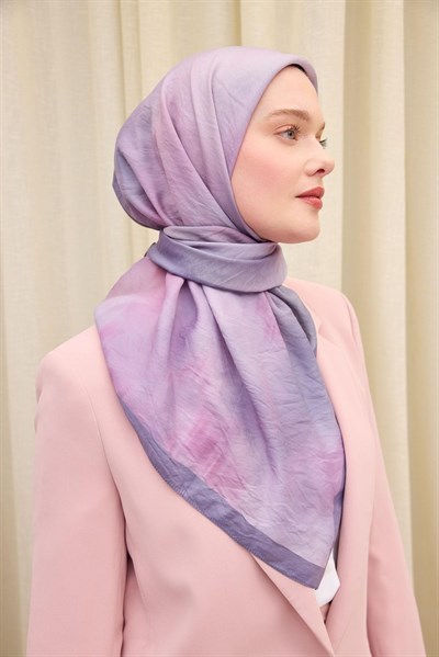 Velora Eşarp Sis Desen Soluk Mürdüm 90X90