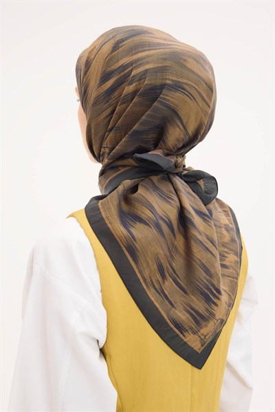 Velora Eşarp Sulu Boya Desen Asker Yeşili 90X90