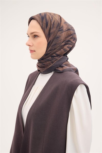 Velora Eşarp Sulu Boya Desen Asker Yeşili 90X90
