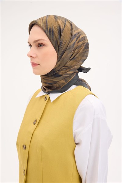 Velora Eşarp Sulu Boya Desen Asker Yeşili 90X90