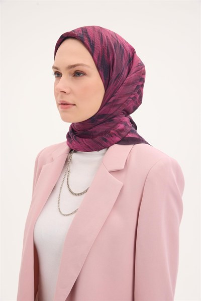 Velora Eşarp Sulu Boya Desen Fuşya 90X90