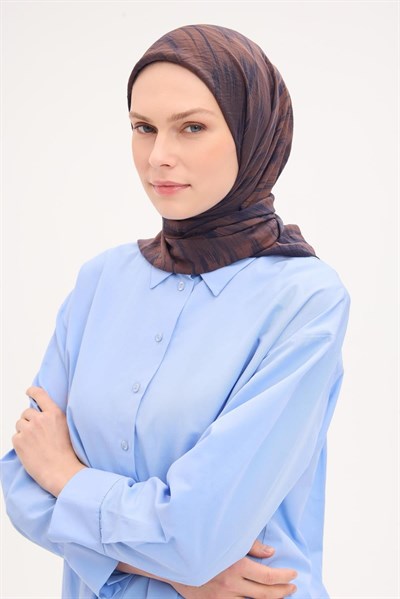 Velora Eşarp Sulu Boya Desen Koyu Lacivert 90X90