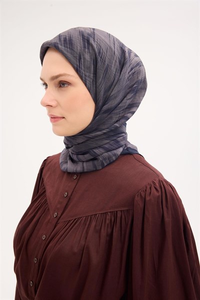 Velora Eşarp Sulu Boya Desen Koyu Lacivert 90X90