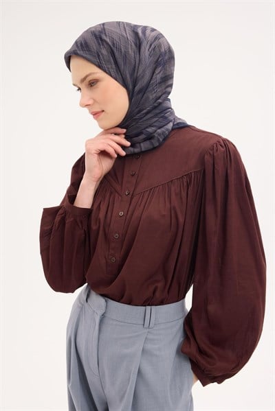 Velora Eşarp Sulu Boya Desen Koyu Lacivert 90X90