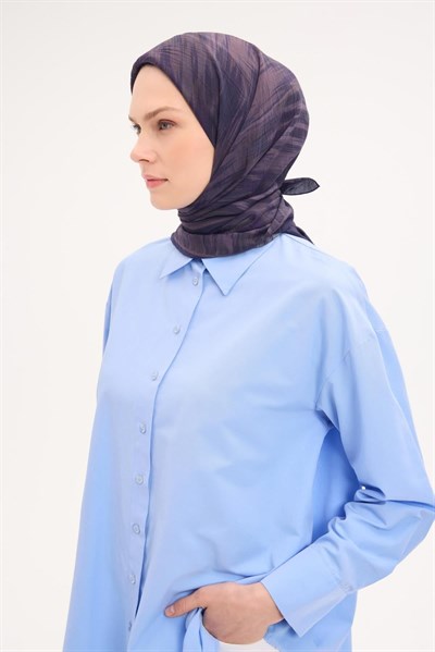 Velora Eşarp Sulu Boya Desen Koyu Mürdüm 90X90