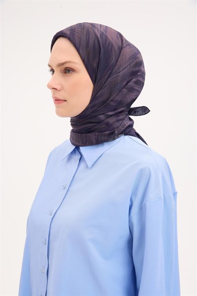 Velora Eşarp Sulu Boya Desen Koyu Mürdüm 90X90