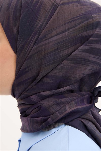 Velora Eşarp Sulu Boya Desen Koyu Mürdüm 90X90