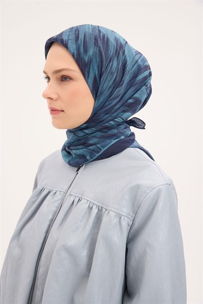 Velora Eşarp Sulu Boya Desen Lacivert 90X90