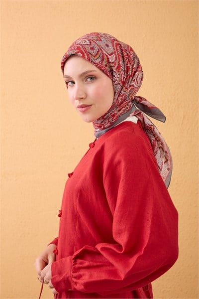 Velora Eşarp Vintage Paisley Kırmızı