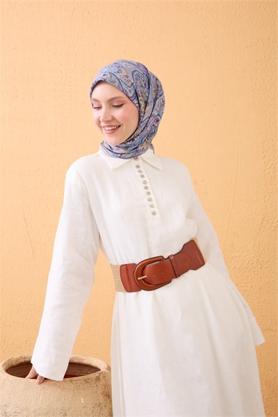 Velora Eşarp Vintage Paisley Mavi Gri