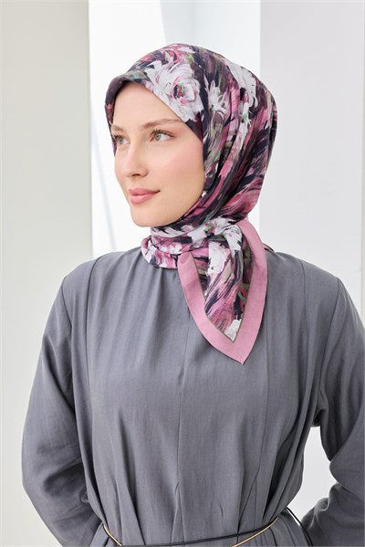 Velora Eşarp Watercolor Flower Gül Kurusu