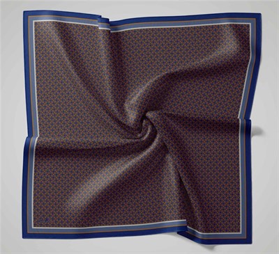 Viskon Aura Eşarp Koyu Indigo Zincir Desenli Tok Duruşlu 90x90