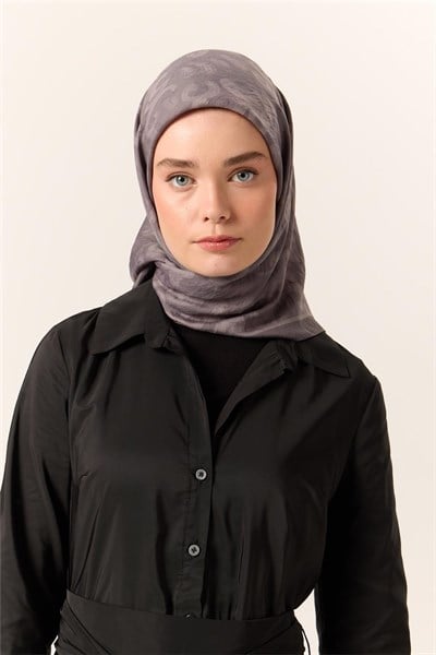 Viskon Karışımlı Velora Eşarp Gri-Duman Desenli Yumuşak Dokulu Tok Duruşlu 90x90