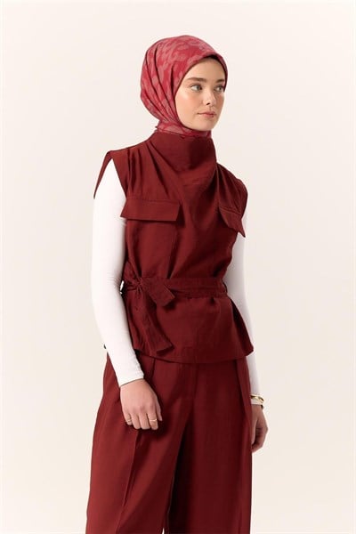 Viskon Karışımlı Velora Eşarp Narin Çiçeği-Bordo-Gri Desenli İnce Dokulu Dökümlü 90x90