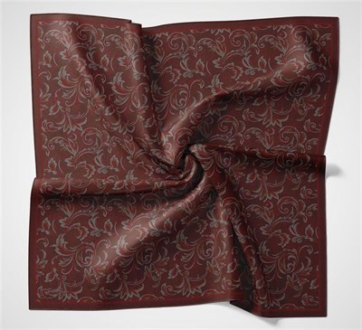 Viskon Velora Eşarp Bordo Kırmızı Tonlu Barok Floral Desenli Tok Duruşlu 90x90