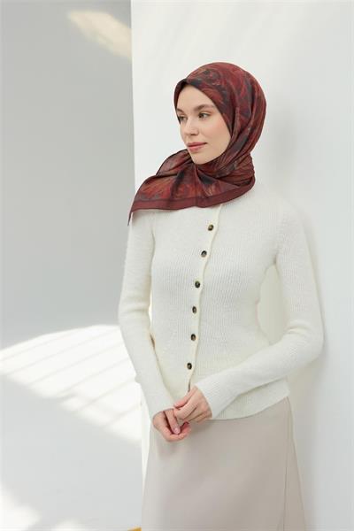 Viskon Velora Eşarp Çikolata Kahve Dört Mevsim 90x90