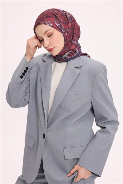 Viskon Velora Eşarp Dört Mevsim Antik Motif Desen Eflatun 90X90