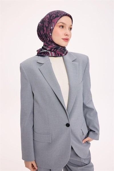 Viskon Velora Eşarp Dört Mevsim Antik Motif Desen Pembe 90X90