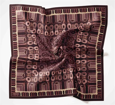 Viskon Velora Eşarp Dört Mevsim Antik Motif Desen Koyu Mor 90X90