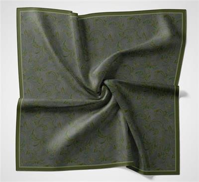 Viskon Velora Eşarp Dört Mevsim Barok Floral Desen Asker Yeşili 90x90